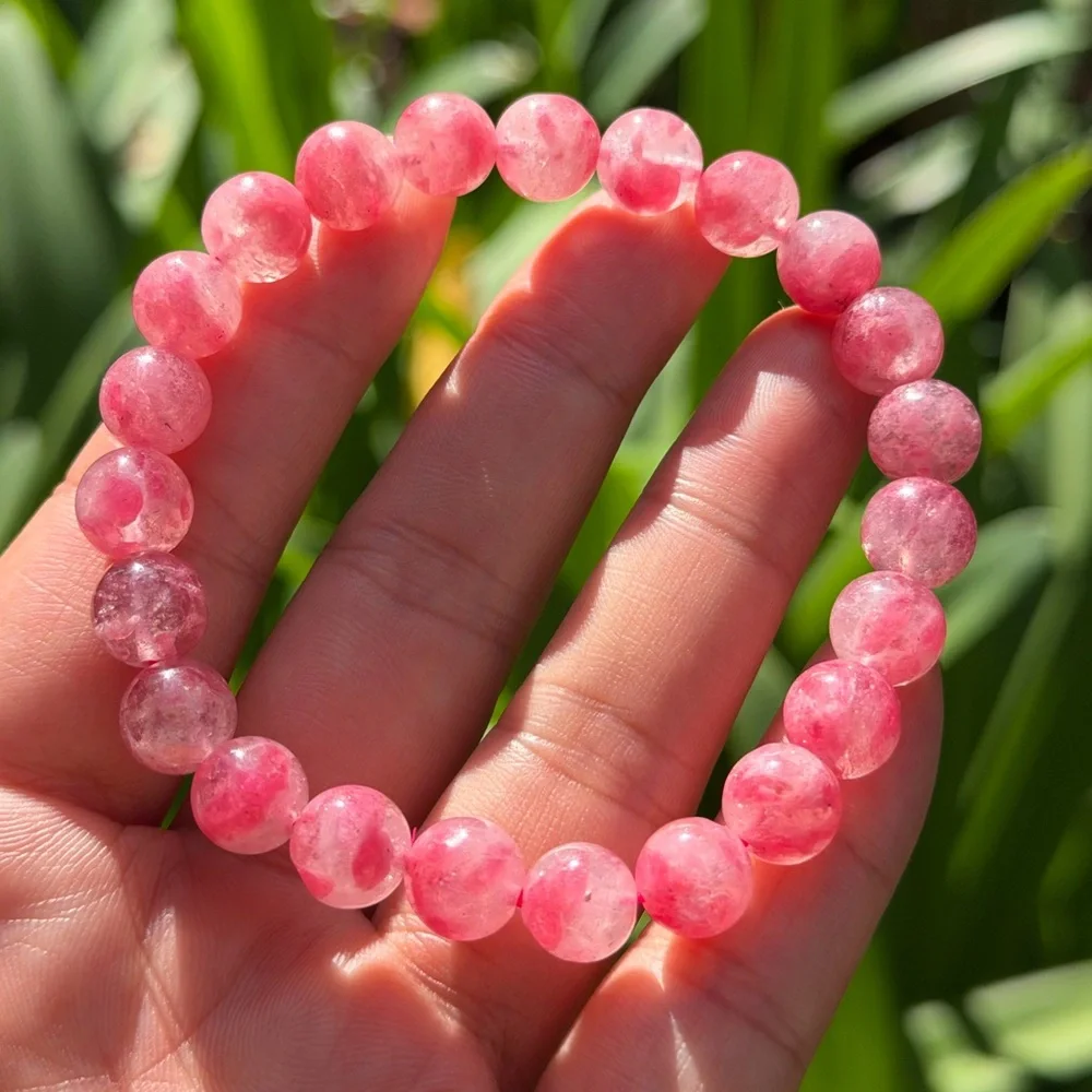 9mm stretchable‎ high quality pink rhodonite bracelet 0505